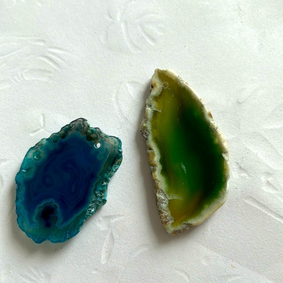 Agate stone rocks slice blue and green new - Picture 1 of 2